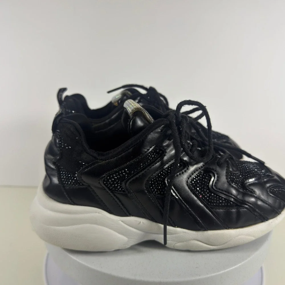 Bebe Girls Chunky Sneakers Black Studded Platform Lace Up Casual Size 4 Shoes‎